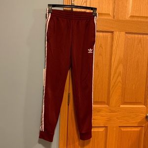 Adidas Burgundy Trefoil Joggers Size Small